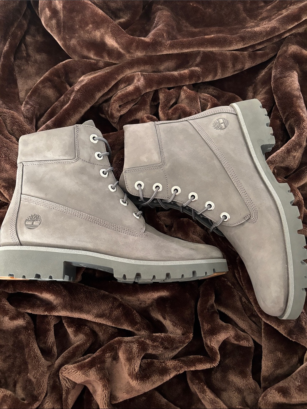 Timberland Women's Gray Lace-Up Nubuck Ankle Boots Size 10.